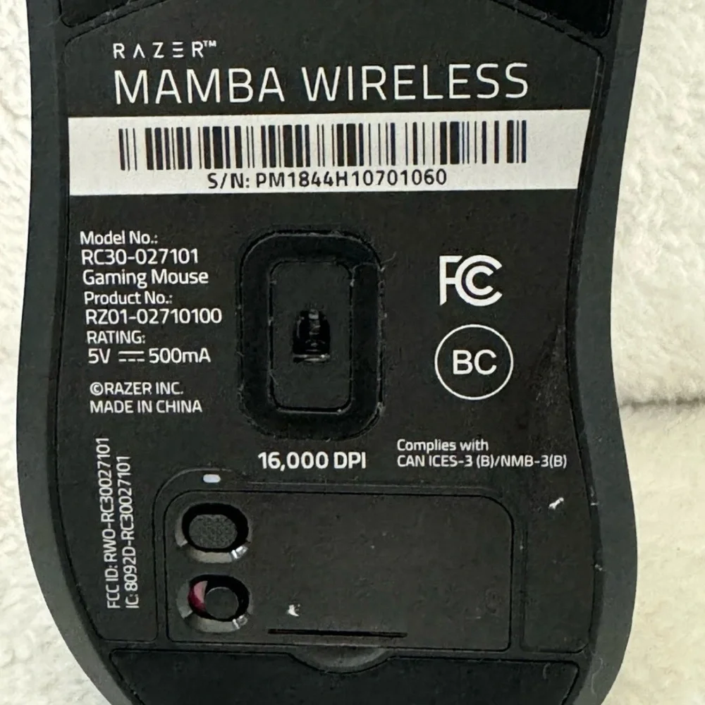 Razer Mamba Wireless Gaming Mouse RC30-027101 16000 DPI Black Untested